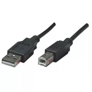 Manhattan USB-A do USB-B, 0,5 m, Męski do Męskiego, 480 Mbps (USB 2.0), Hi-Speed USB, Czarny, Dożywotnia gwarancja, Odpowiednik USB2HAB50CM