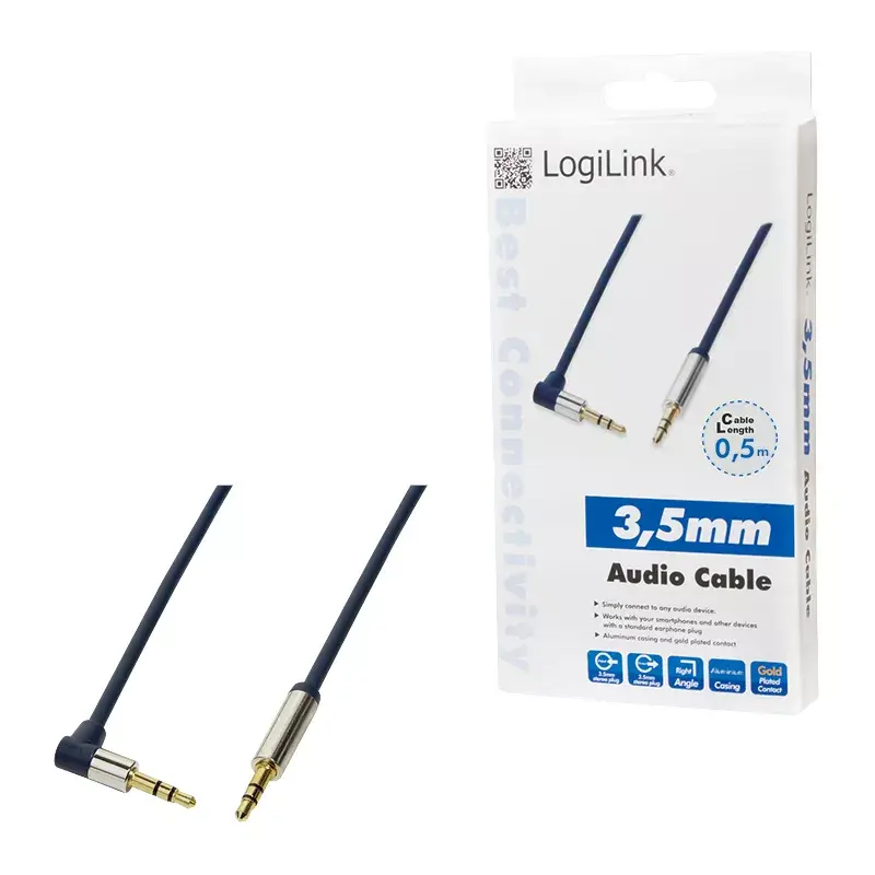 Kabel audio LogiLink 3.5 mm - 3.5 mm 0,5 m niebieski