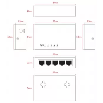 Lanview LVN-DESK-5PORT-1G niezarządzalny 5-portowy przełącznik Gigabit Ethernet