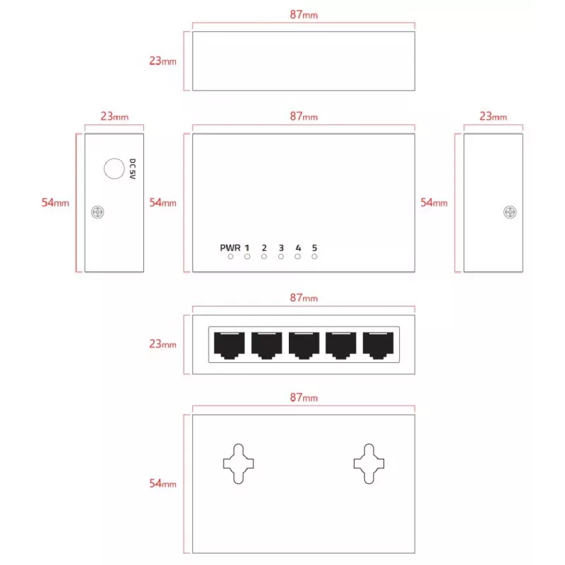 Lanview LVN-DESK-5PORT-1G niezarządzalny 5-portowy przełącznik Gigabit Ethernet