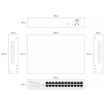 Niezarządzalny przełącznik Lanview LVN-1U-24PORT-1G — 24-portowy pełny Gigabit do montażu w szafie