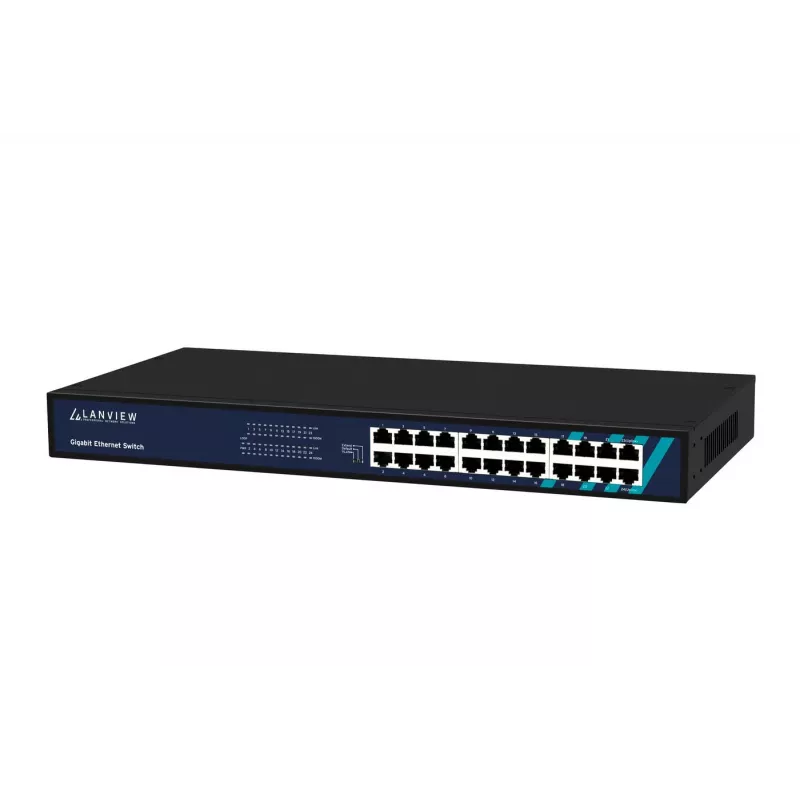 Niezarządzalny przełącznik Lanview LVN-1UMOUNT-24PORT-1G 24-portowy przełącznik Gigabit Ethernet, montaż 1U