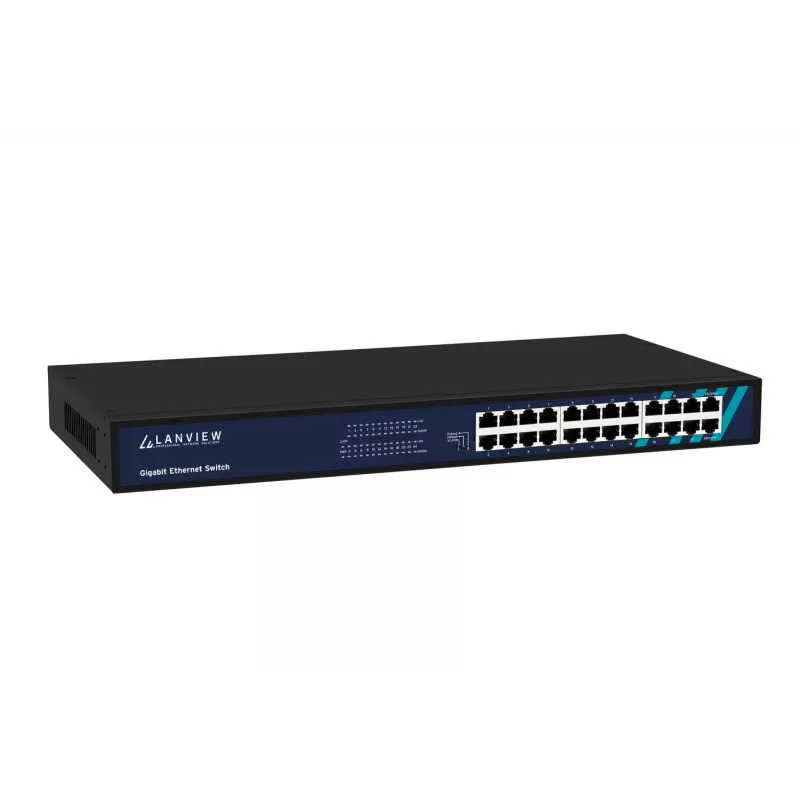 Niezarządzalny przełącznik Lanview LVN-1UMOUNT-24PORT-1G 24-portowy przełącznik Gigabit Ethernet, montaż 1U