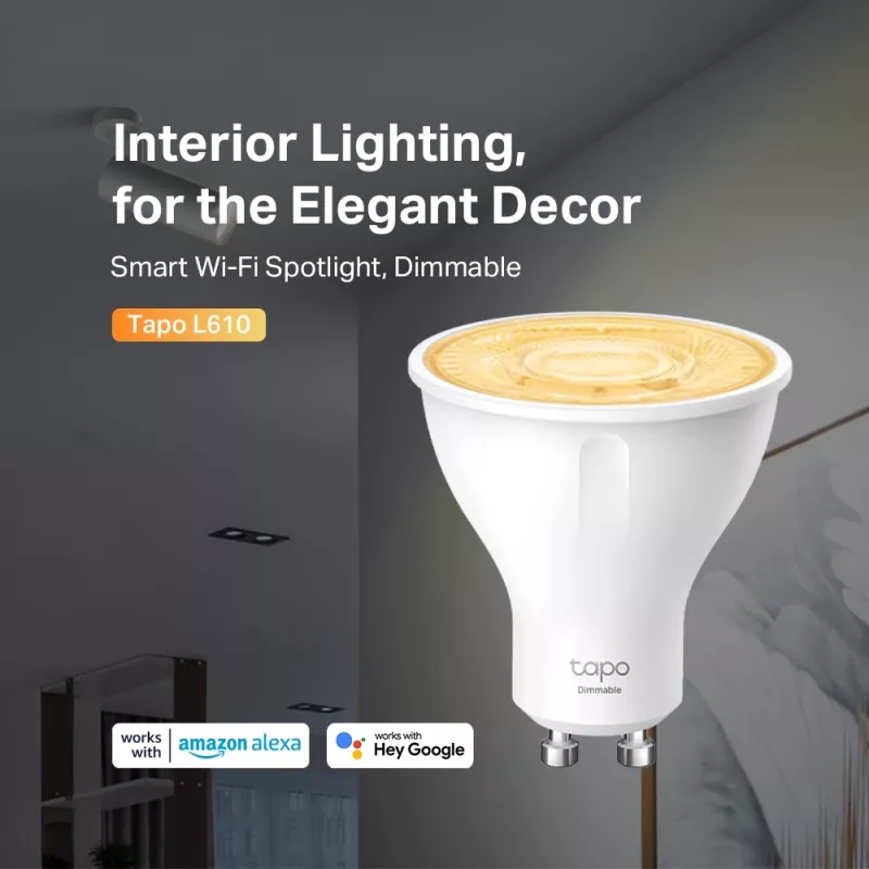 TP-Link Tapo Smart Wi-Fi Spotlight, Dimmable, 4-Pack, Smart bulb, Wi-Fi, biały, 802.11b, 802.11g, Wi-Fi 4 (802.11n), GU10, Parabolic bulb