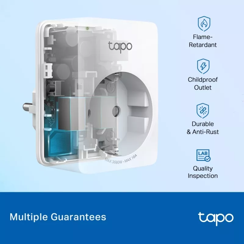 TP-Link Tapo Mini Inteligentne Gniazdo Wi-Fi, Monitorowanie Energii