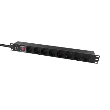 Lanview 19-calowa listwa zasilająca do szafy rack 1U 10A, 8x Schuko (LVR-2MSCH-SCH-C13-8)