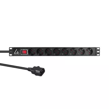 Lanview 19-calowa listwa zasilająca do szafy rack 1U 10A, 8x Schuko (LVR-2MSCH-SCH-C13-8)