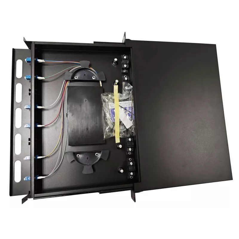 Lanview LVO-101010 wysuwany panel światłowodowy ODF, LC SM OS2, 12 rdzeni, 1U