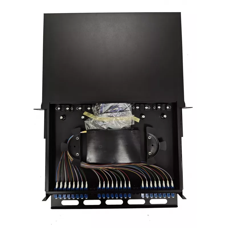 Lanview LVO-101020 światłowodowy panel wysuwany ODF, LC SM OS2, 48 rdzeni, 1U