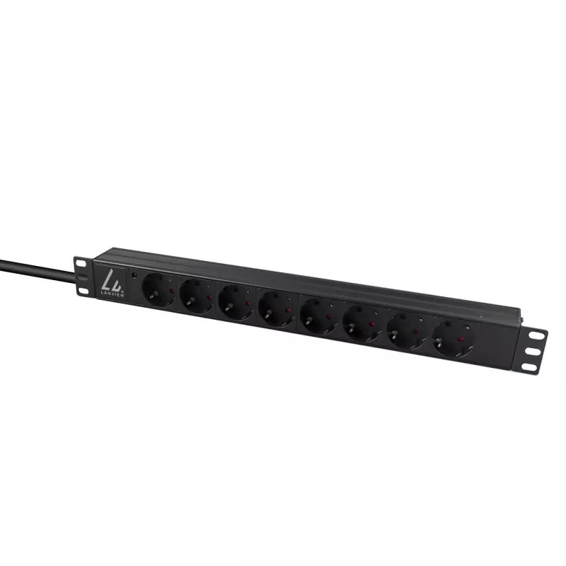 Lanview LVR-2MSCH-LIC-SCH8 jednostka dystrybucji zasilania (PDU) 8 gniazd AC 1U Czarny