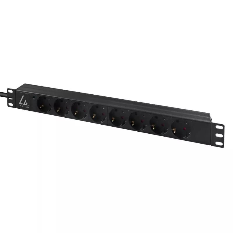 Lanview LVR-3MIEC-LIC-SCH8 jednostka dystrybucji zasilania (PDU) 8 gniazd AC 1U Czarny