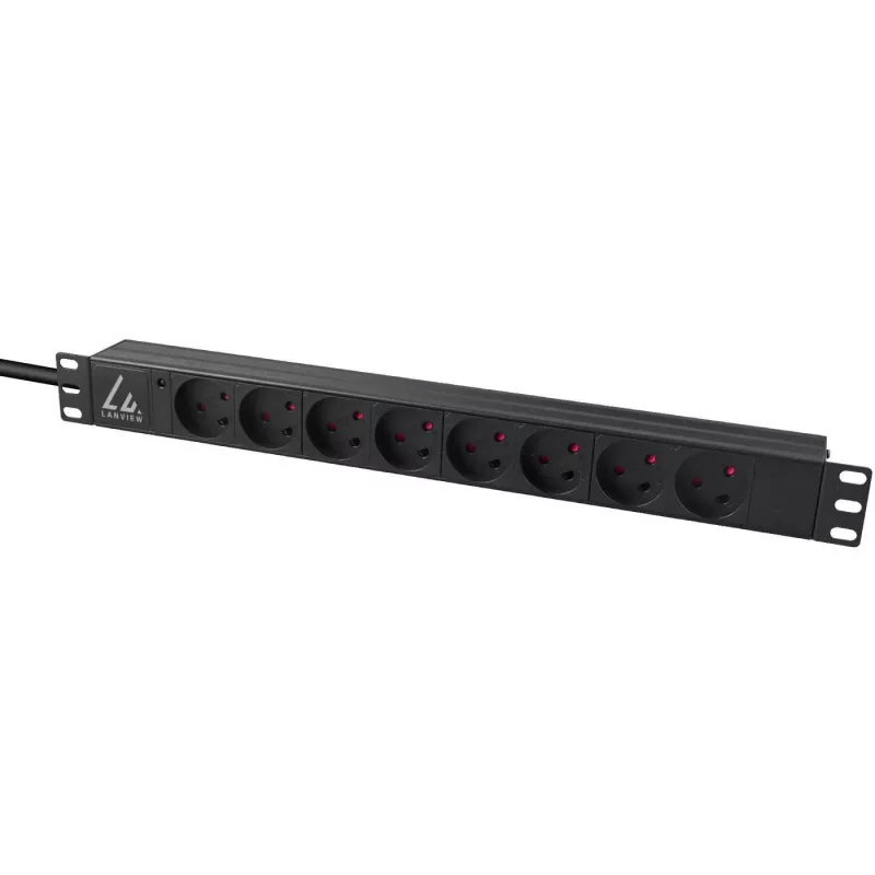 Lanview LVR-2MDK-LIC-DK8 jednostka dystrybucji zasilania (PDU) 8 gniazd AC 1U Czarny