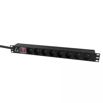 Lanview LVR-2MSCH-SW-C13-8 jednostka dystrybucji zasilania (PDU) 8 gniazd AC 1U Czarny