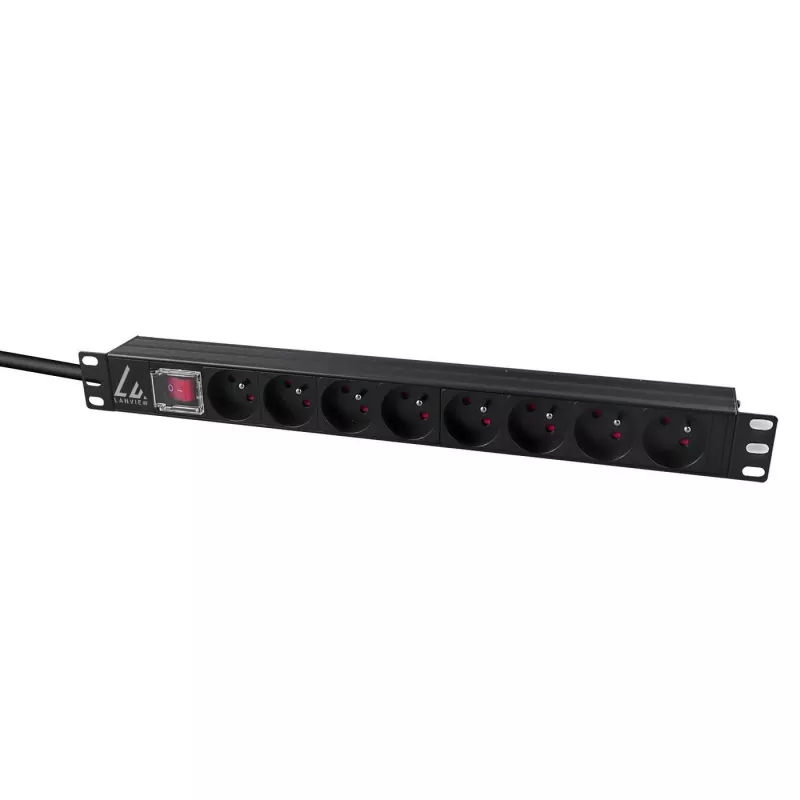 Lanview LVR-2MSCH-SW-C13-8 jednostka dystrybucji zasilania (PDU) 8 gniazd AC 1U Czarny