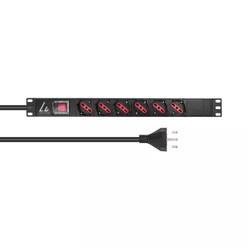 Listwa zasilająca Lanview LVR-2MIT-SW-IT6 1U czarna kabel 2 m