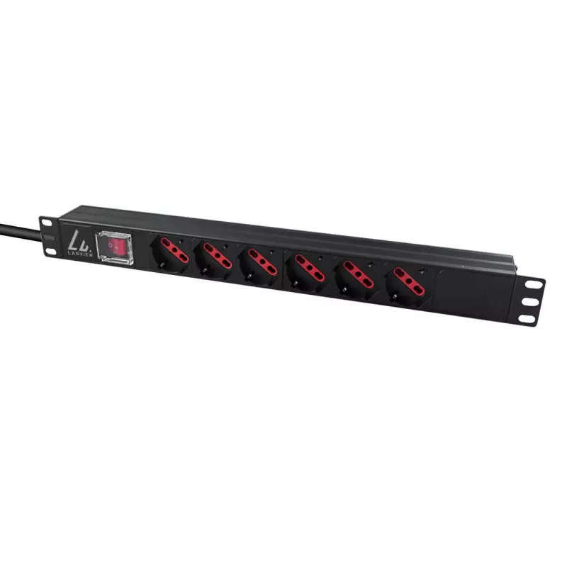 Listwa zasilająca Lanview LVR-2MIT-SW-IT6 1U czarna kabel 2 m