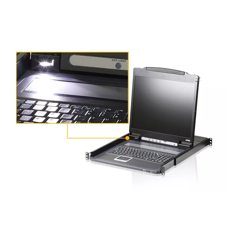Konsola rackowa 19 cali ATEN CL3000N, LCD 48,3 cm 1280×1024, VGA, klawiatura i mysz USB/PS/2, 1U, aluminium czarna