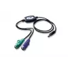 Adapter ATEN PS/2 na USB, 0,9 m, 2x 6-pin Mini-DIN, USB A, Męski, Żeński, Czarny