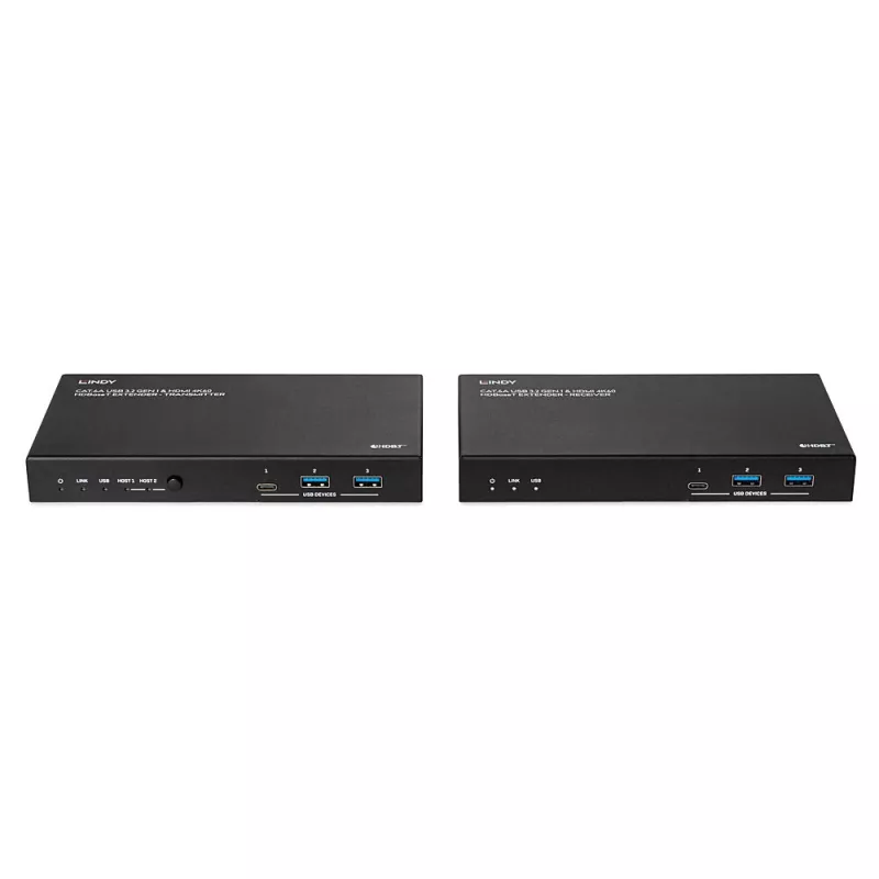 Nadajnik i odbiornik sieciowy Lindy 100m Cat.6A 2 Host USB 3.2 Gen 1 i HDMI 4K60