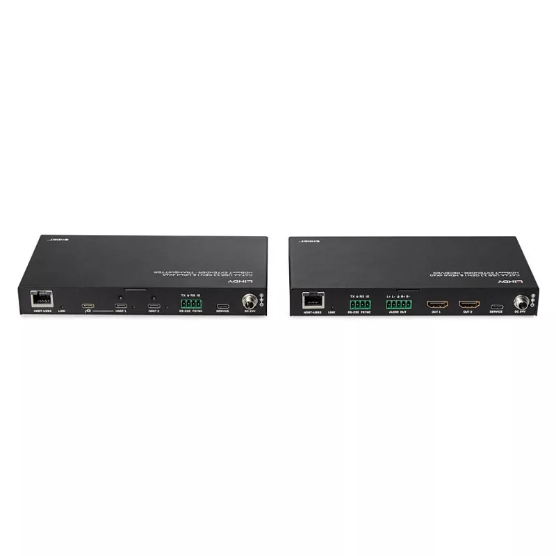 Nadajnik i odbiornik sieciowy Lindy 100m Cat.6A 2 Host USB 3.2 Gen 1 i HDMI 4K60