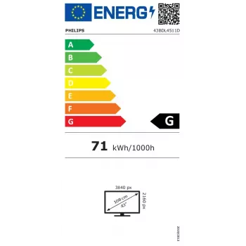 Philips 43BDL4511D/00 Wyświetlacz reklamowy Cyfrowy A-board 109.2 cm (43 cali) 500 cd/m² 4K Ultra HD Czarny 24/7
