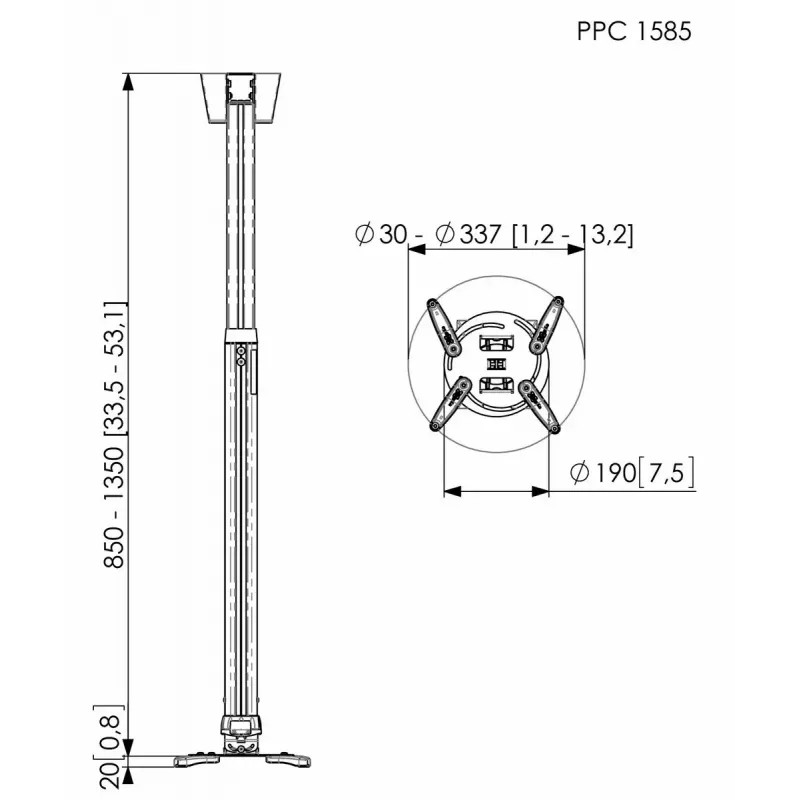 Uchwyt sufitowy do projektora Vogel's PPC 1585 Srebrny