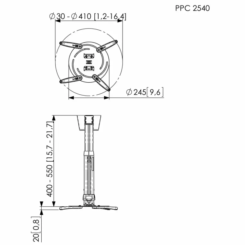 Uchwyt sufitowy do projektora Vogel's PPC 2540 czarny/srebrny