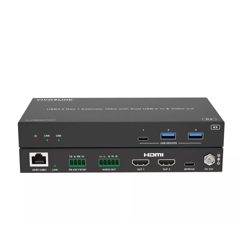 Przedłużacz KVM Vivolink VLUSBCEXT2X2 USB 2.0 1920x1200 150 m