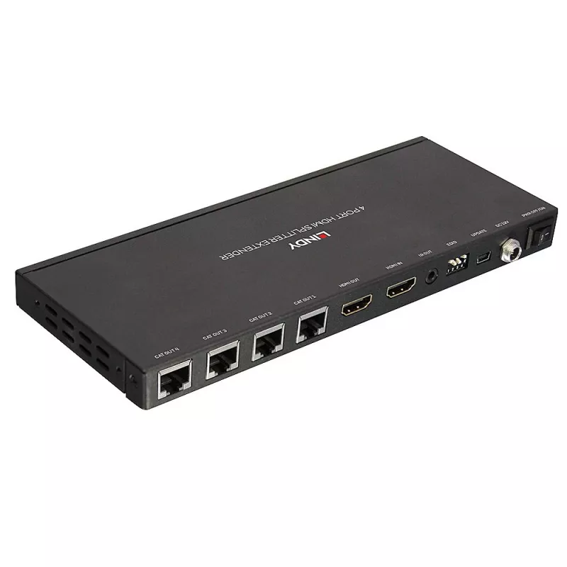 Nadajnik i odbiornik Lindy 70 m Cat.6 4 porty HDMI 4K30 z rozgałęźnikiem IR i wyjściem pętlowym