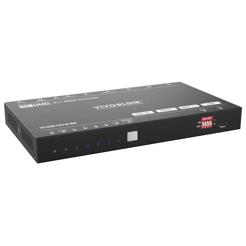 Przełącznik HDMI VivoLink VLSW141H-8K 4x1 — selektor wejść 8K@60Hz dla czterech źródeł HDMI