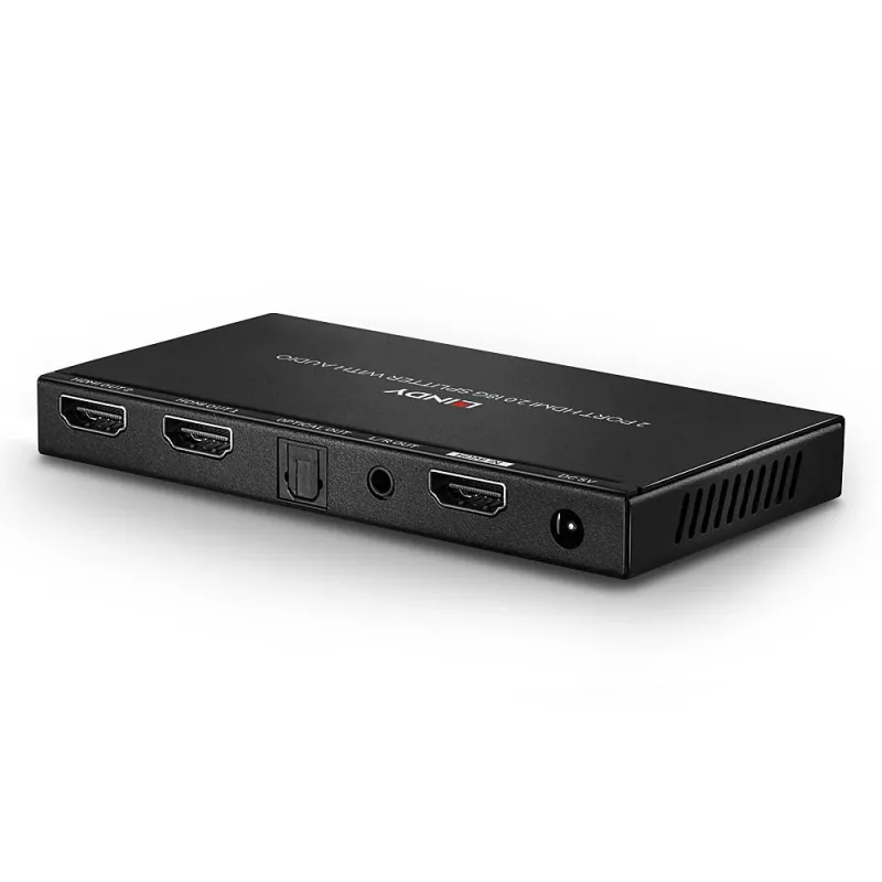 HDMI Splitter Lindy 2 Port HDMI 18G Splitter z dźwiękiem i downscalingiem