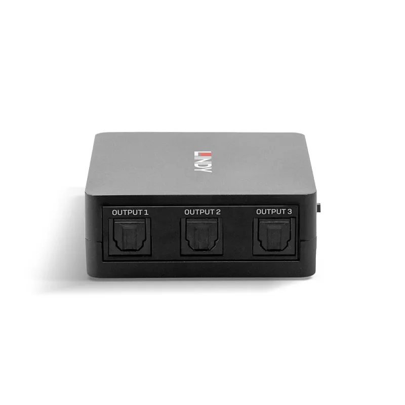 Lindy 3-portowy rozdzielacz audio optyczny (TosLink), czarny, 1x TosLink, 3x TosLink, męski, męski, CE, FCC, REACH