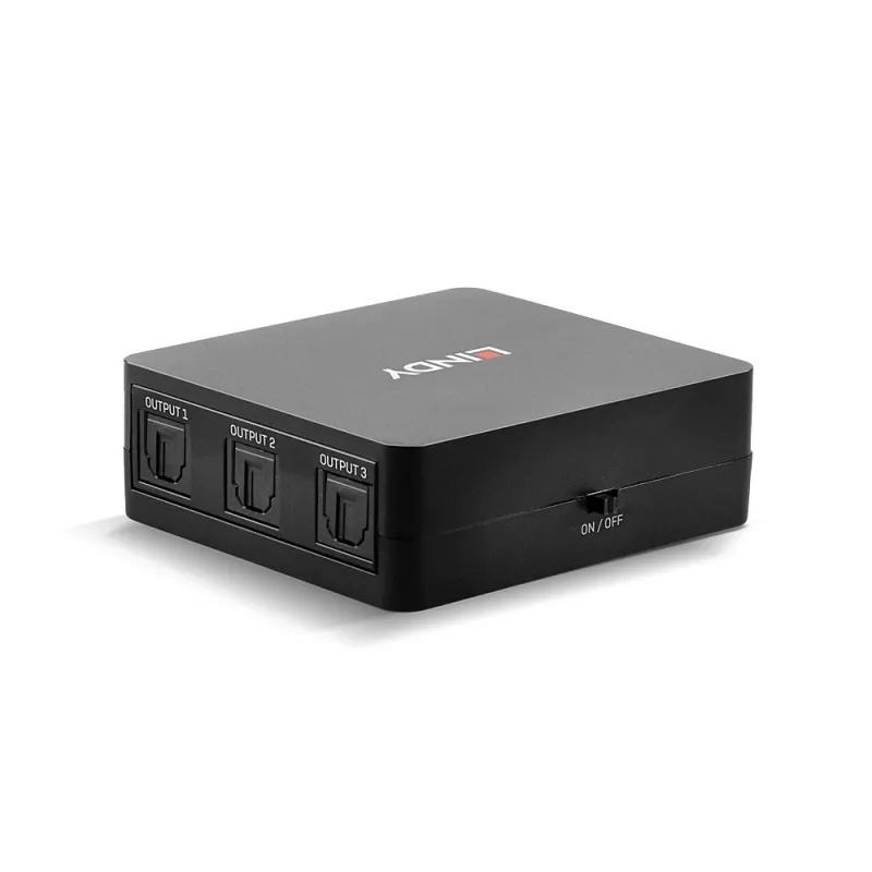 Lindy 3-portowy rozdzielacz audio optyczny (TosLink), czarny, 1x TosLink, 3x TosLink, męski, męski, CE, FCC, REACH