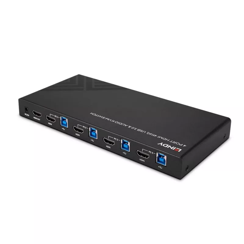 Lindy 4 Port HDMI 4K60, USB 3.0 i Audio KVM Switch