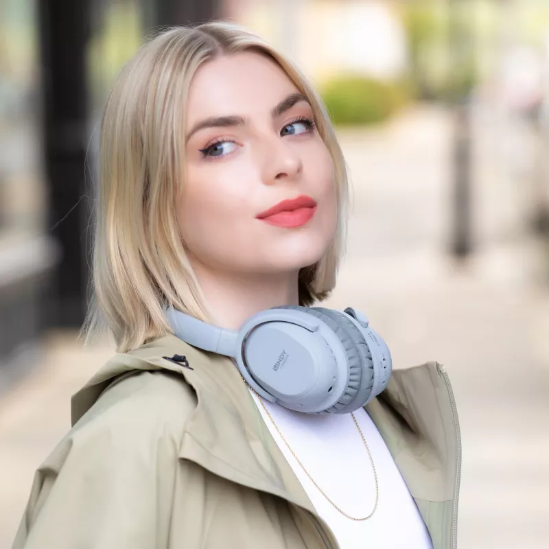 Lindy LH500XW Zestaw słuchawkowy przewodowy i bezprzewodowy nagłowny Rozmowy/Muzyka Micro-USB Bluetooth szary