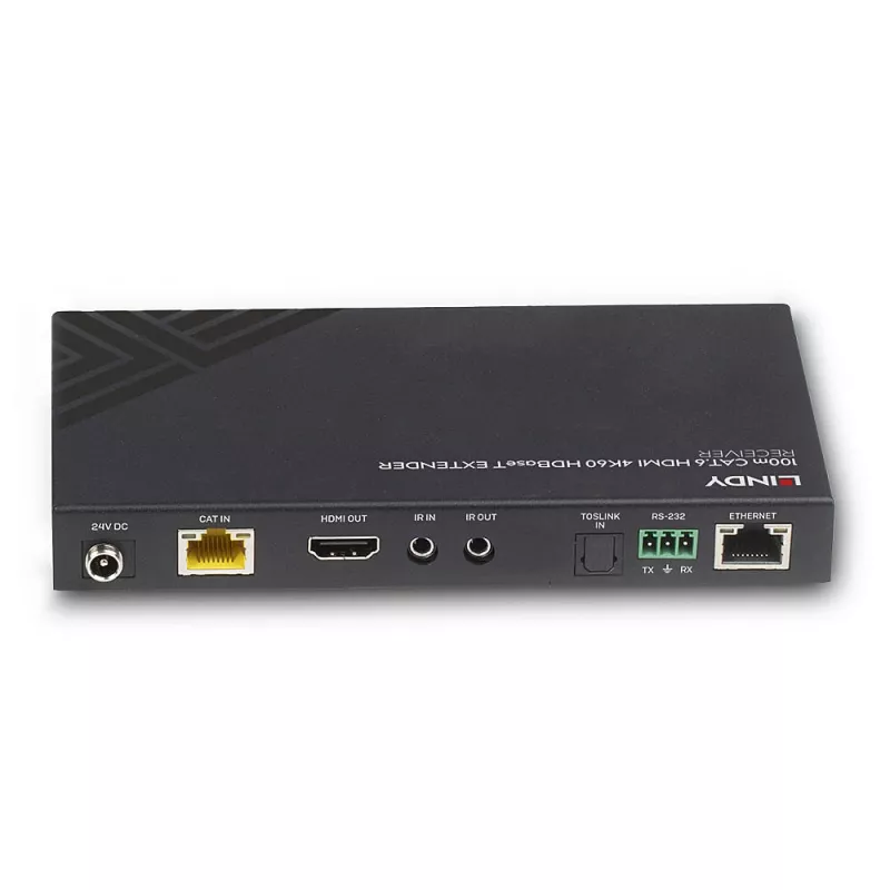 Odbiornik AV Lindy 100m Cat.6 HDMI 4K60 Audio IR RS-232 HDBaseT
