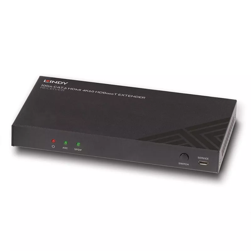 Odbiornik AV Lindy 100m Cat.6 HDMI 4K60 Audio IR RS-232 HDBaseT