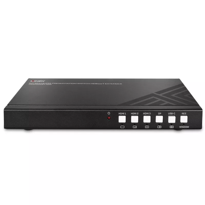 Nadajnik AV Lindy 5-portowy Seamless Presentation Switch HDBaseT Extender 3840 x 2160 pikseli