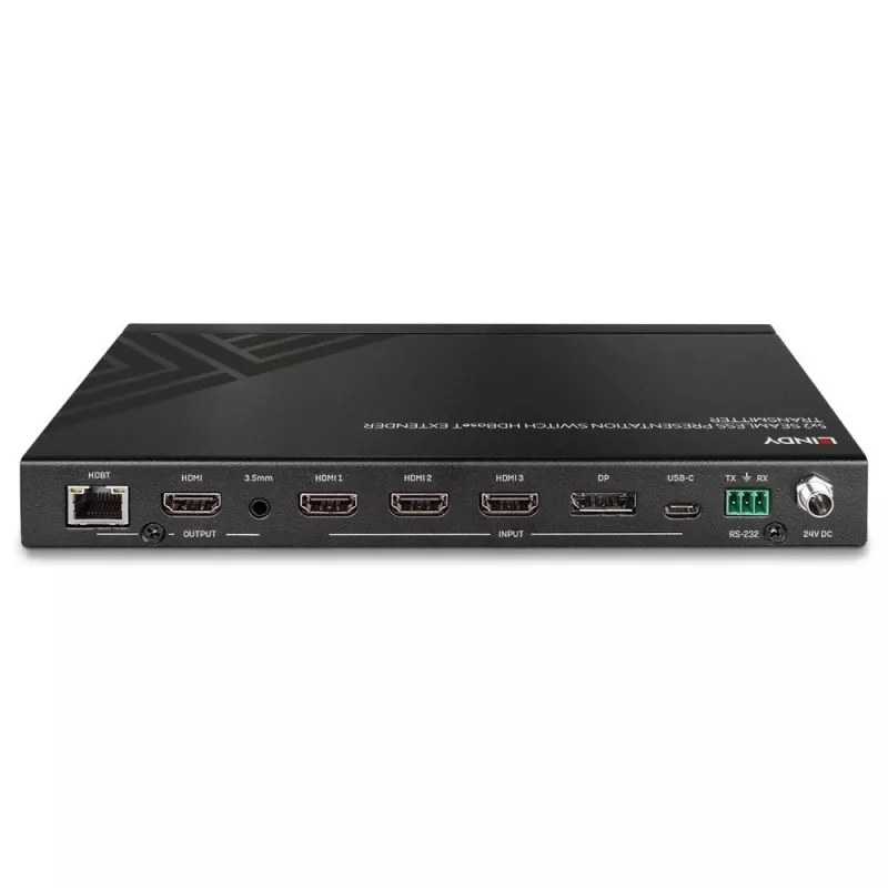 Nadajnik AV Lindy 5-portowy Seamless Presentation Switch HDBaseT Extender 3840 x 2160 pikseli