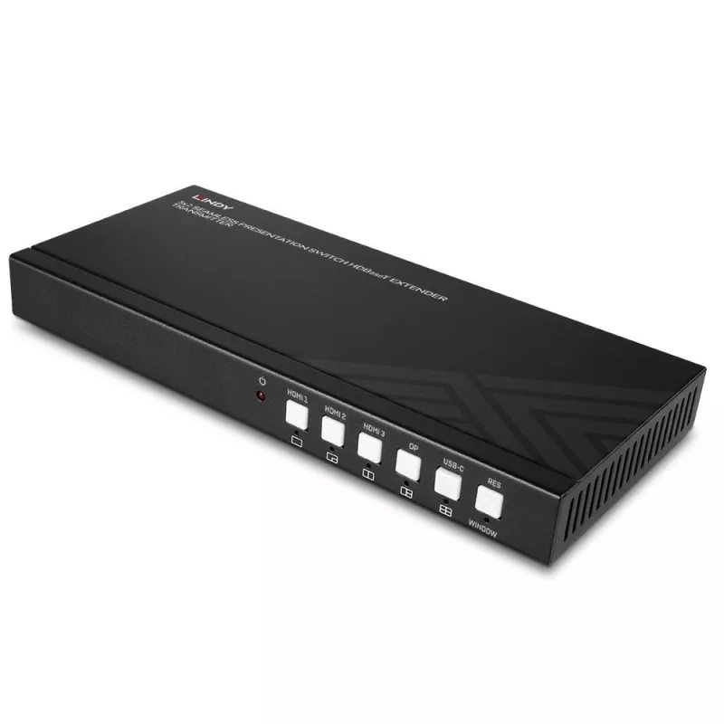 Nadajnik AV Lindy 5-portowy Seamless Presentation Switch HDBaseT Extender 3840 x 2160 pikseli