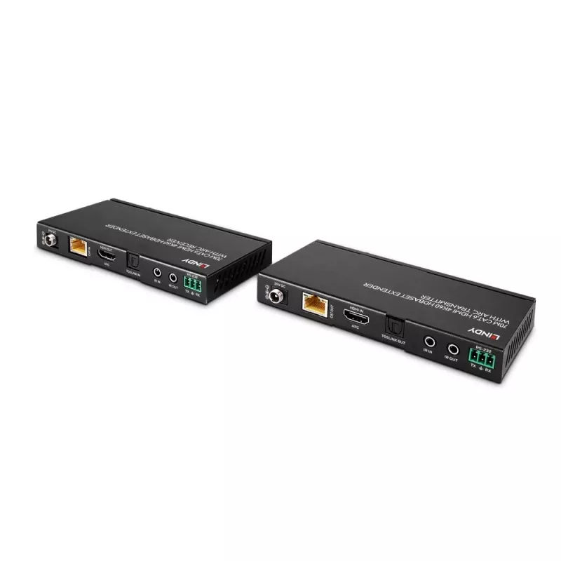 Przedłużacz HDBaseT Lindy 70m Cat.6 HDMI 4K60, Audio, IR i RS-232 z ARC