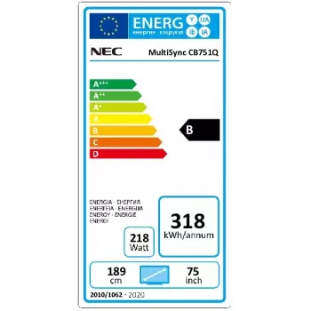 NEC CB751Q interaktywny płaski panel 190,5 cm (75 cali) LED 350 cd/m² 4K Ultra HD Czarny Ekran dotykowy 12/7