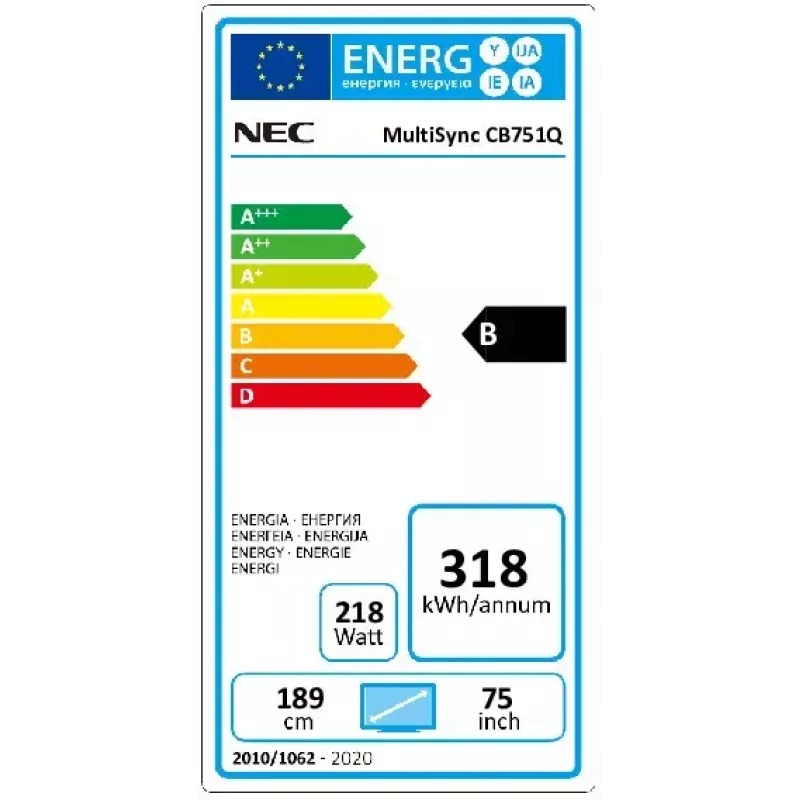 NEC CB751Q interaktywny płaski panel 190,5 cm (75 cali) LED 350 cd/m² 4K Ultra HD Czarny Ekran dotykowy 12/7