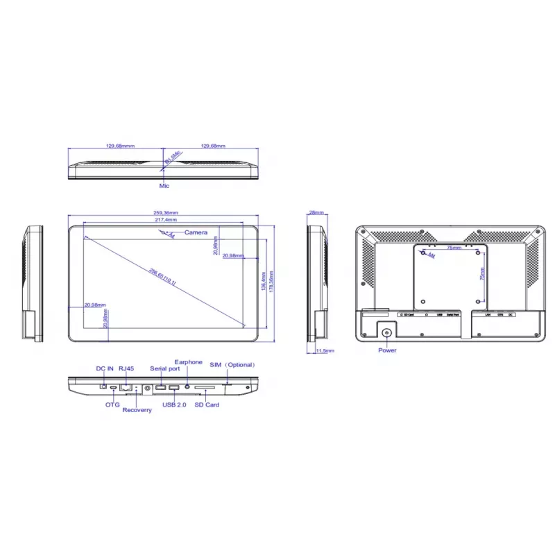 Display Loop24 10.1 cala LM-1052T/1056T LED POE Dotykowy