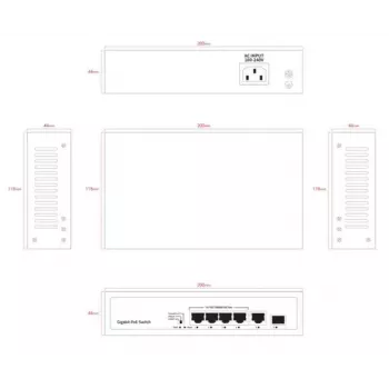 Przełącznik sieciowy Ernitec ELECTRA-U04-1GB-60W 4 porty 1GB 60W