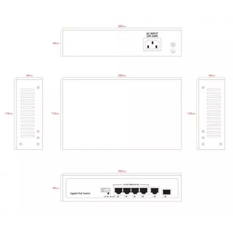 Przełącznik sieciowy Ernitec ELECTRA-U04-1GB-60W 4 porty 1GB 60W
