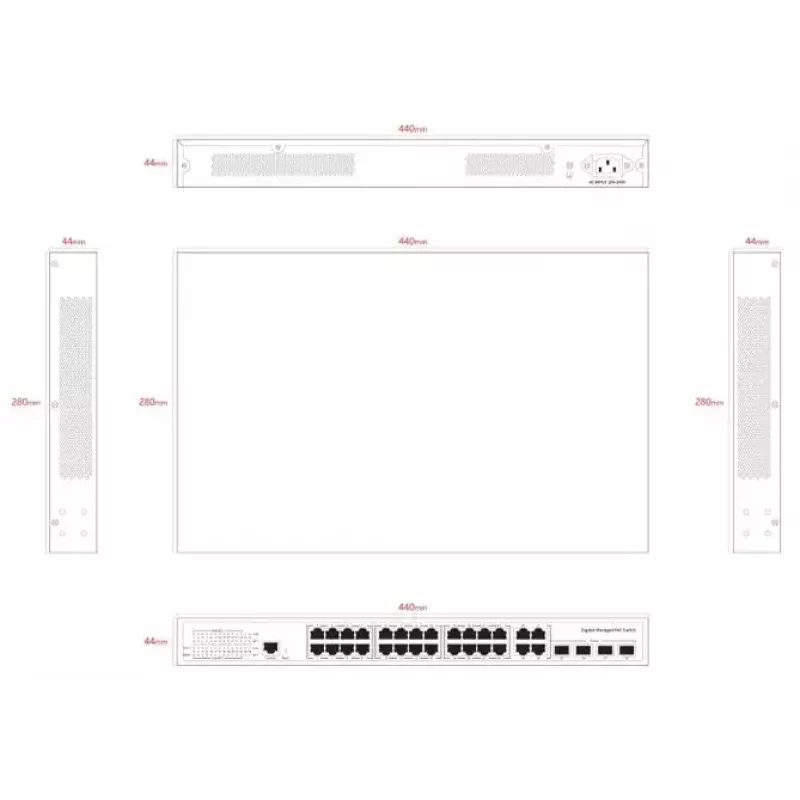 Przełącznik sieciowy Ernitec ELECTRA-M224-1GB-370W 24 porty 1GB