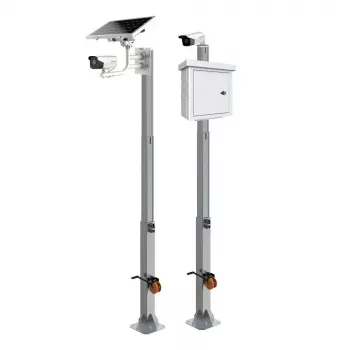 Słup OMEGA RCCTV011 — zewnętrzny słup pod kamerę bezpieczeństwa, wysokość 6 000 mm, udźwig 30 kg, czarny metalik