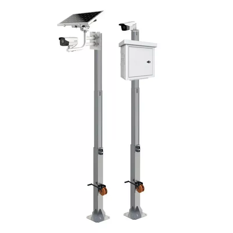 Słup OMEGA RCCTV011 — zewnętrzny słup pod kamerę bezpieczeństwa, wysokość 6 000 mm, udźwig 30 kg, czarny metalik