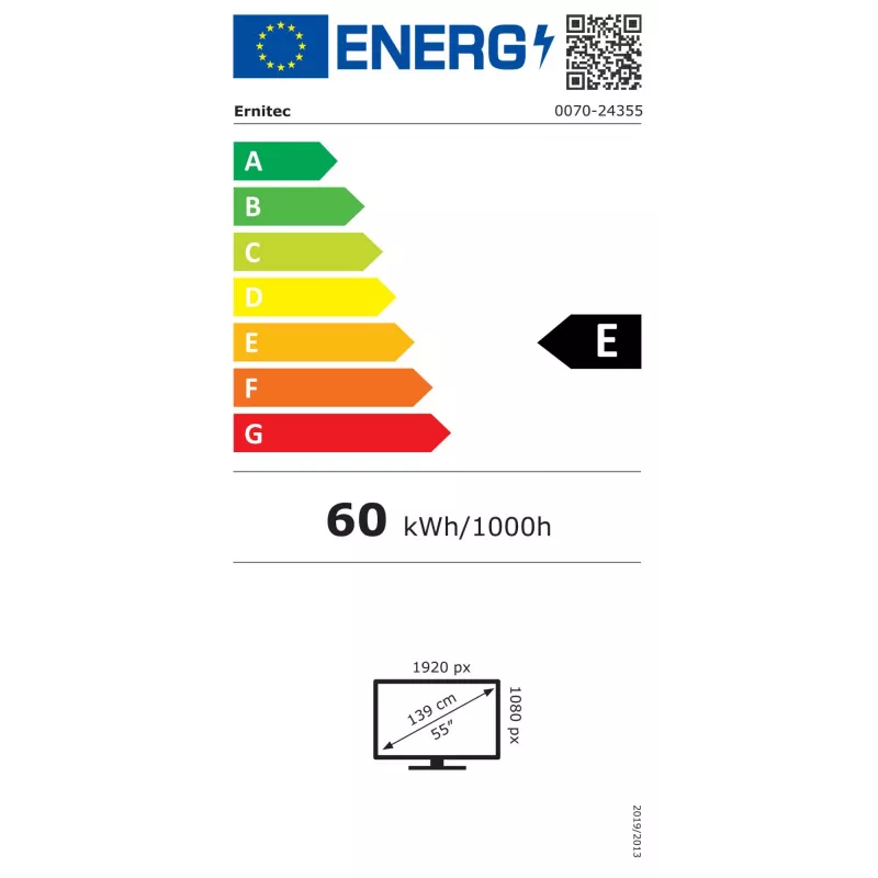 Ernitec 0070-24355 Wyświetlacz Digital signage płaski panel 139,7 cm (55 cali) LCD 4K Ultra HD Czarny